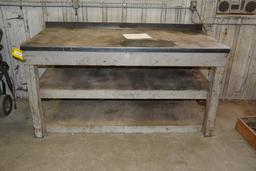 6'x 38" x 32" Steel top work table