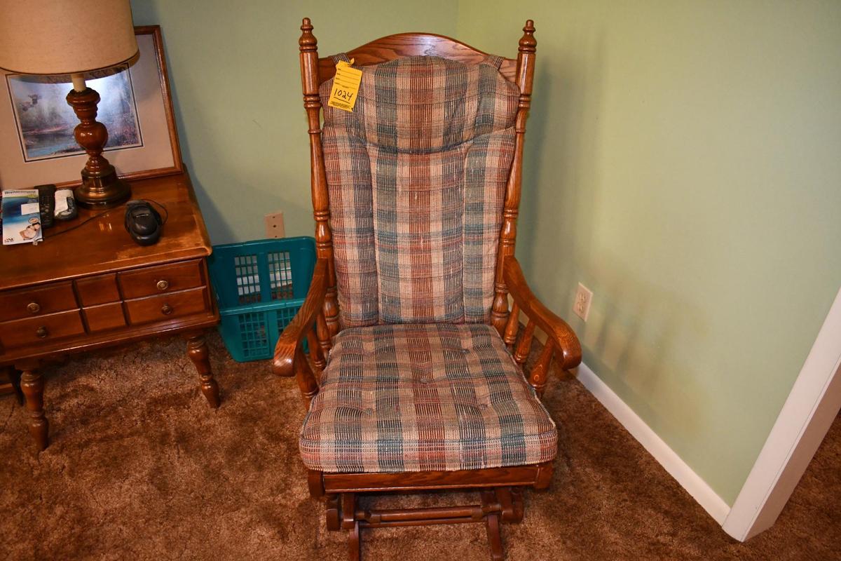 wooden rocker with cushion