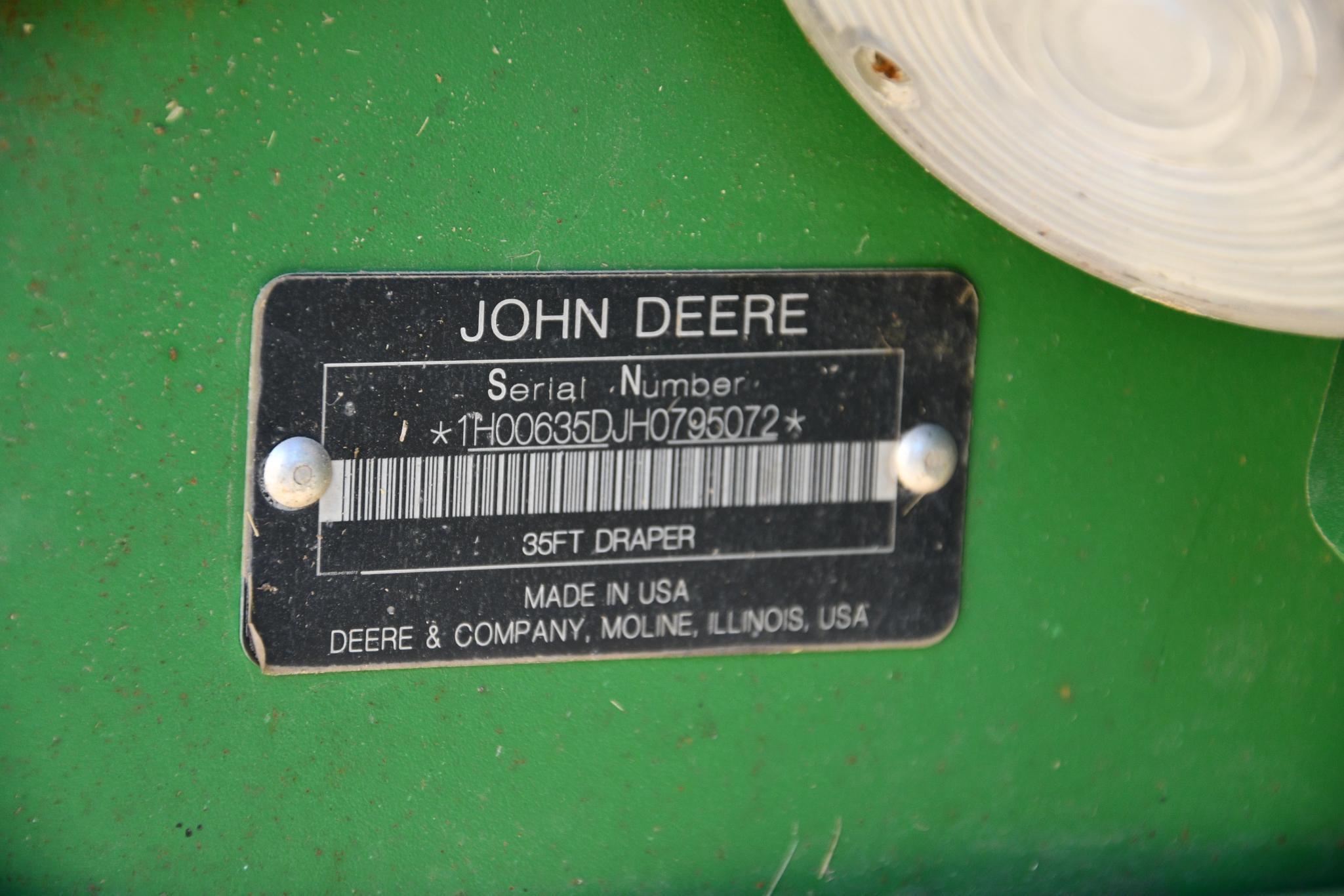 2017 John Deere 635D 35' rigid draper head