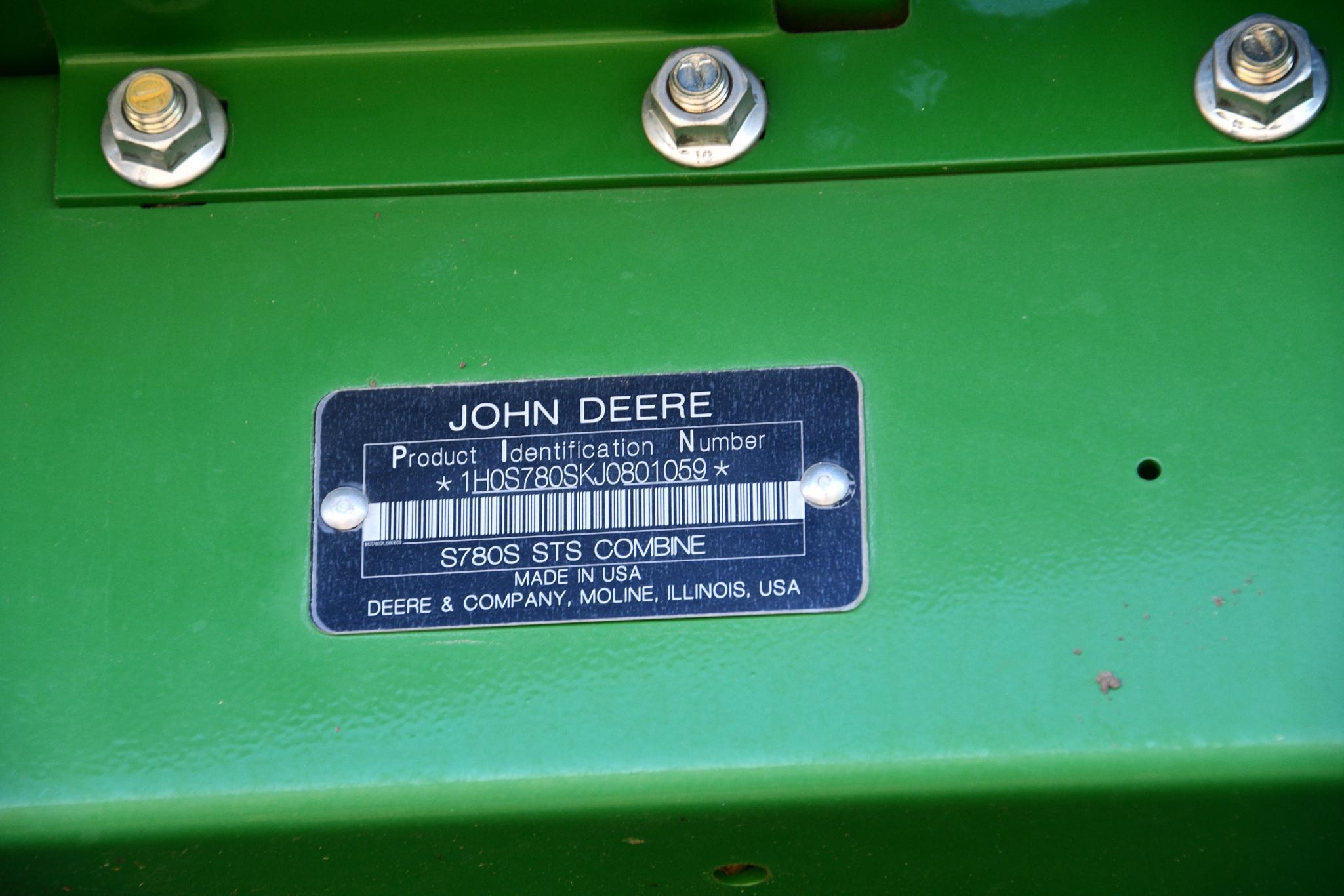 2018 John Deere S780 4wd combine