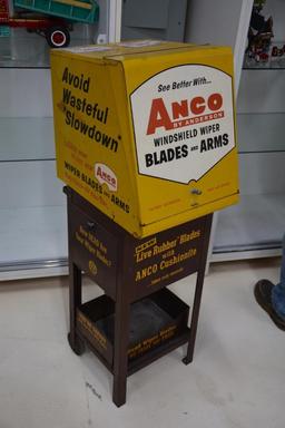 Anco wiper and blades display box on 2-wheel cart