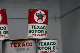 (5) Texaco oil cans