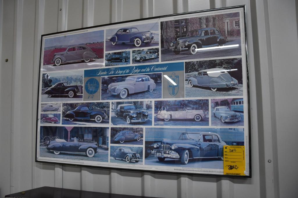 Lincoln Zephyr and Continental glass framed picture