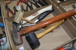 Flat of hammers and rubber mallets