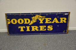 Single sided porcelain Goodyear Tires sign