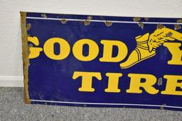 Single sided porcelain Goodyear Tires sign