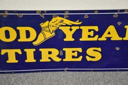 Single sided porcelain Goodyear Tires sign