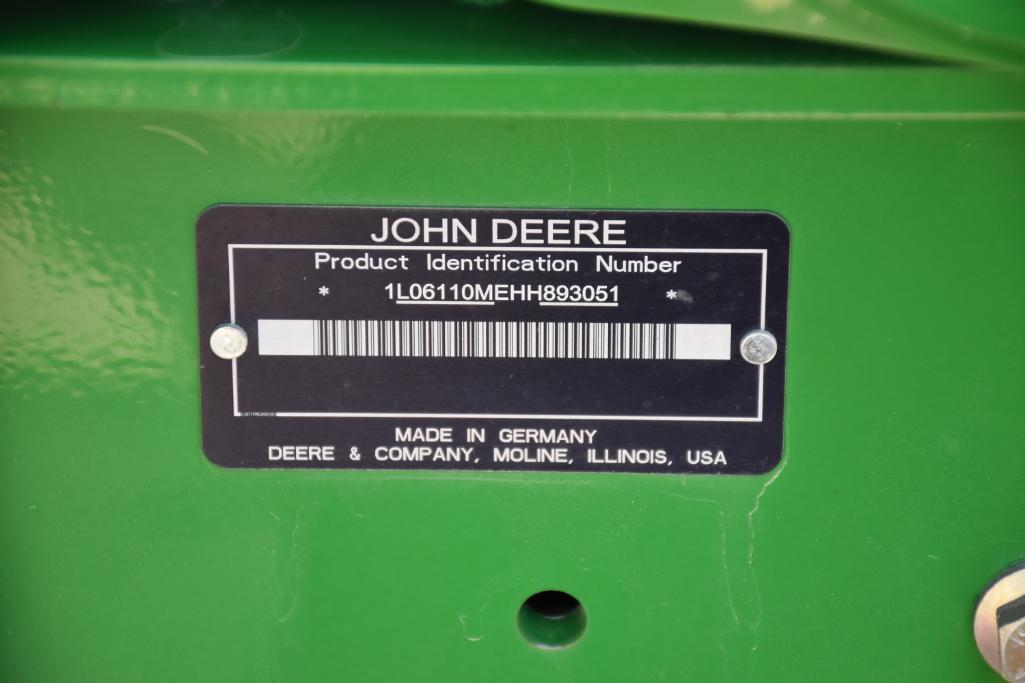 2017 John Deere 6110M 2WD tractor