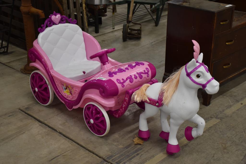 Battery operated Princess plastic horse cart