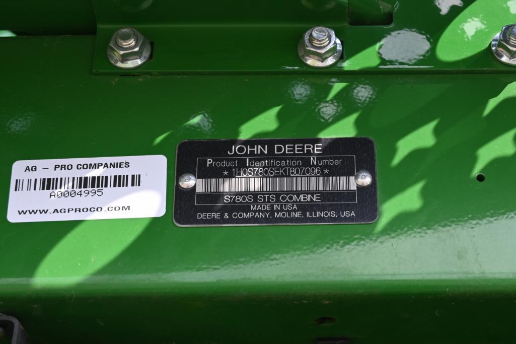 2019 John Deere S780 4wd combine