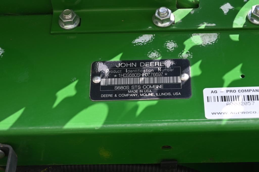2015 John Deere S680 2wd combine