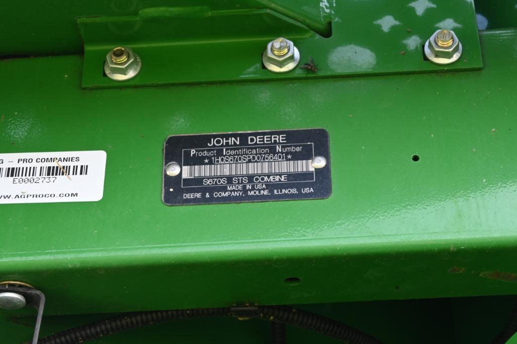2013 John Deere S670 4wd combine