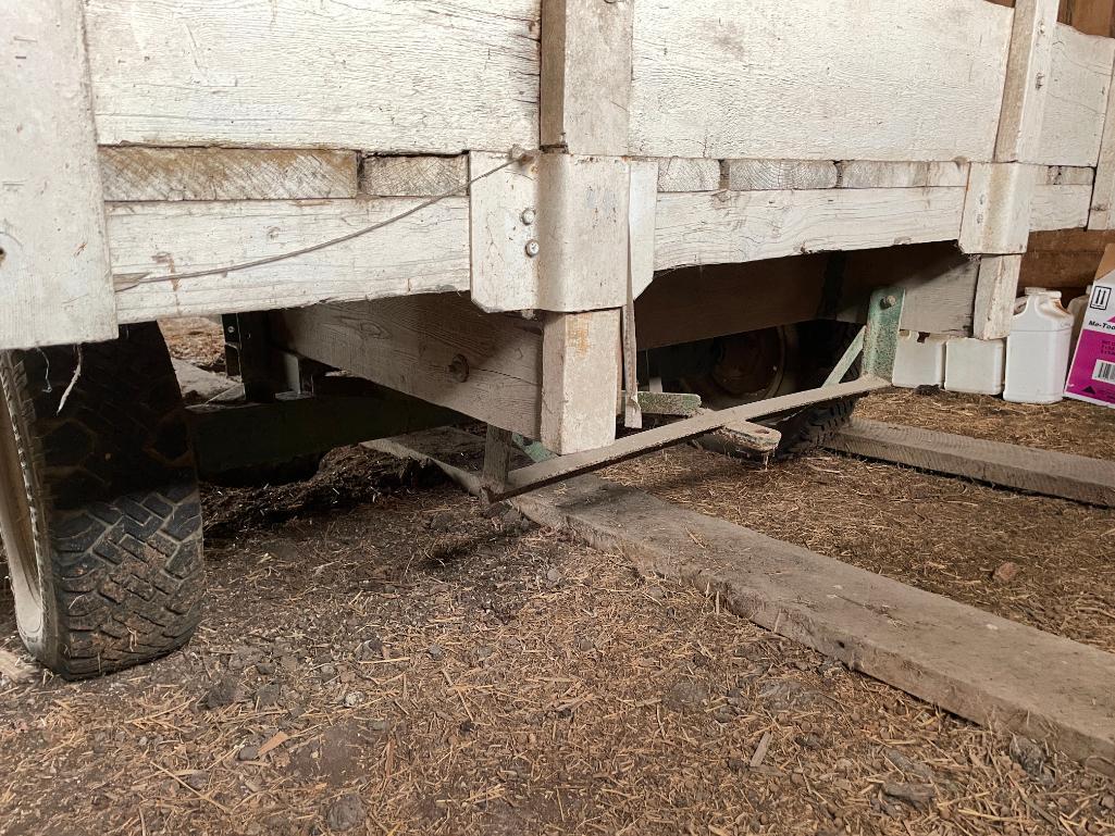 16' wooden hayrack on JD running gear