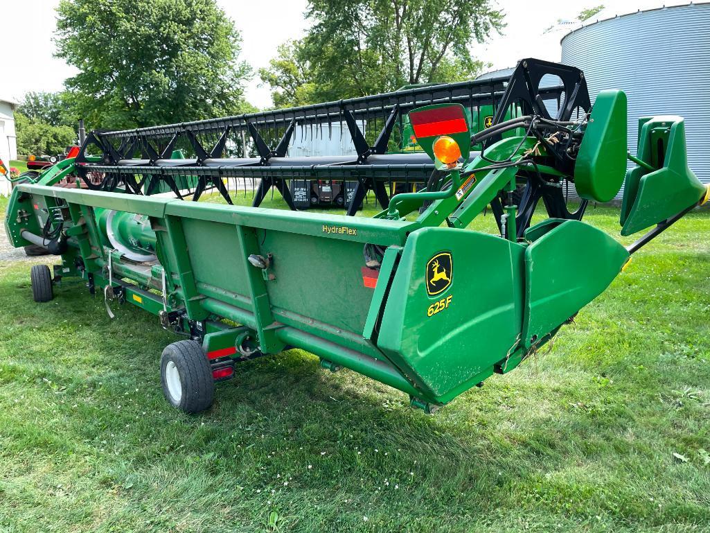 2012 John Deere 625F 25' HydraFlex platform w/trailer