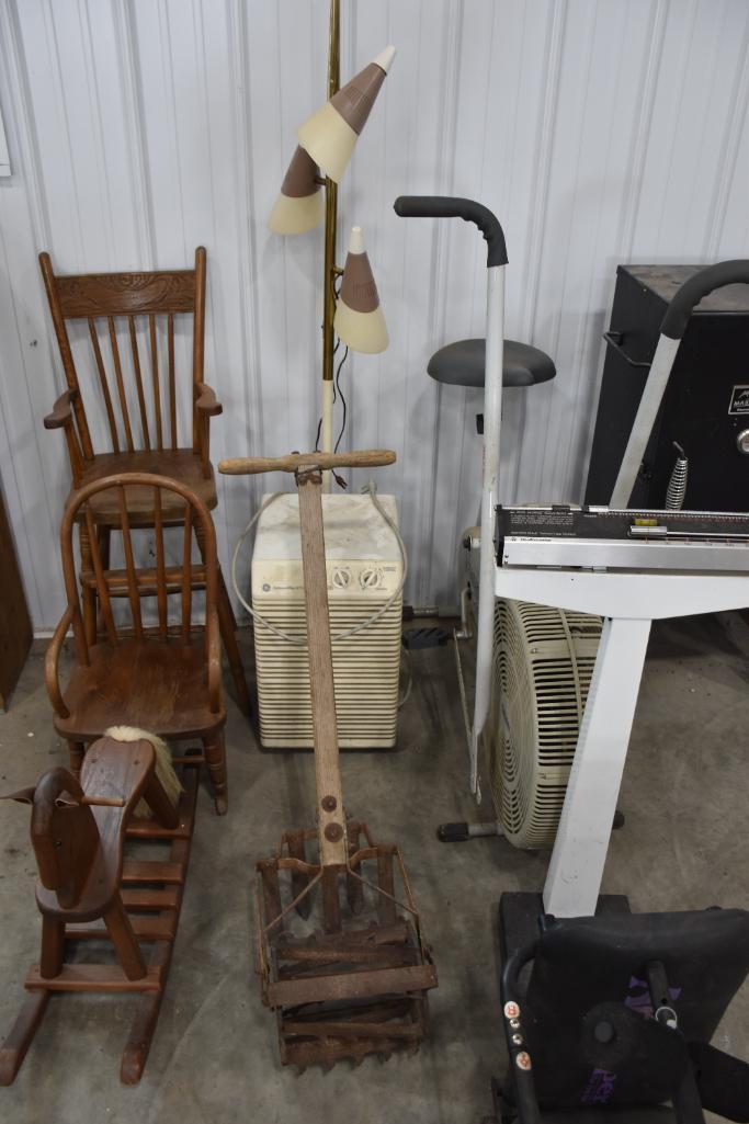 3 Items to include, floor lamp, garden tiller and dehumidifier