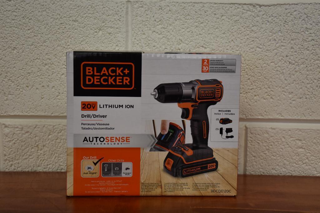 Black and Decker 20V Lithium Ion drill.