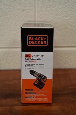 Black and Decker 20V Lithium Ion drill.