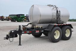 1,600 gal. S.S. tank on 2016 B-B tandem axle trailer