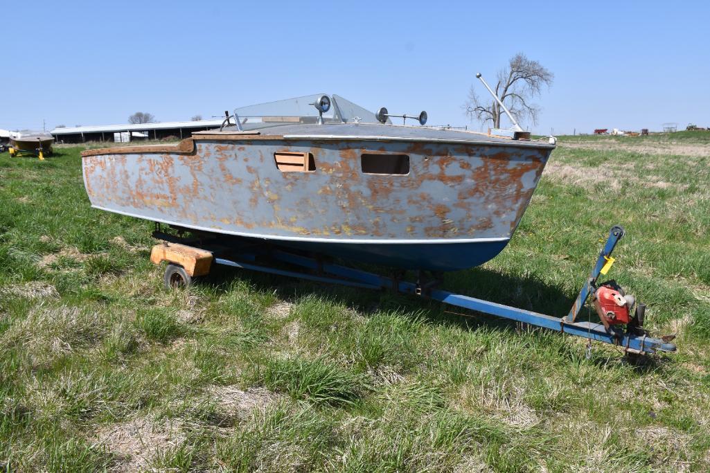 1955 Wooden Cris Craft 16 ft. cabin cruiser with trailer