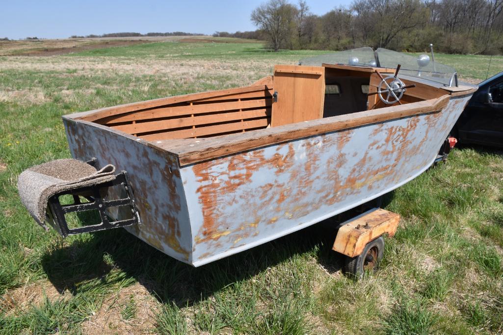 1955 Wooden Cris Craft 16 ft. cabin cruiser with trailer