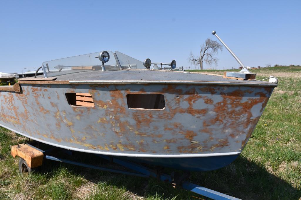 1955 Wooden Cris Craft 16 ft. cabin cruiser with trailer