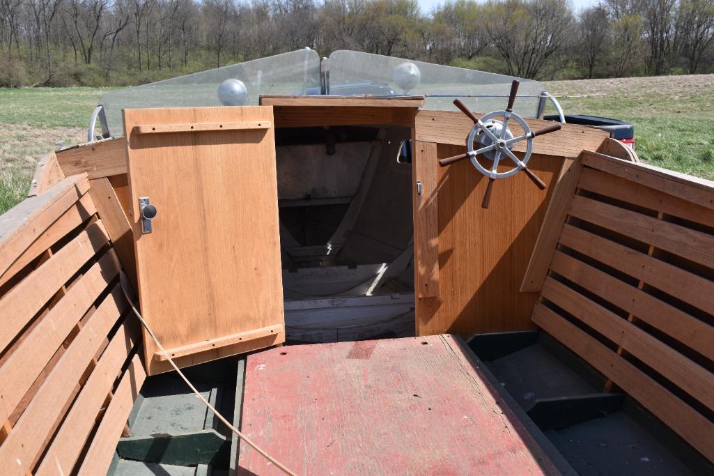 1955 Wooden Cris Craft 16 ft. cabin cruiser with trailer