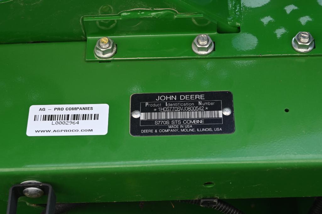 2018 John Deere S770 2wd combine