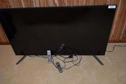 54" Sceptre flatscreen TV & sound bar & 2 non-matching remotes