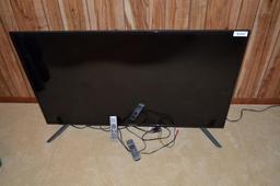 54" Sceptre flatscreen TV & sound bar & 2 non-matching remotes