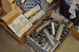 Several boxes of chrome/ brass drain parts