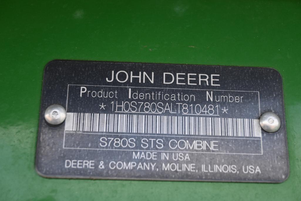 2020 John Deere S780 4wd combine