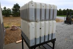 John Deere liquid bulk tanks on stand, sells with contents