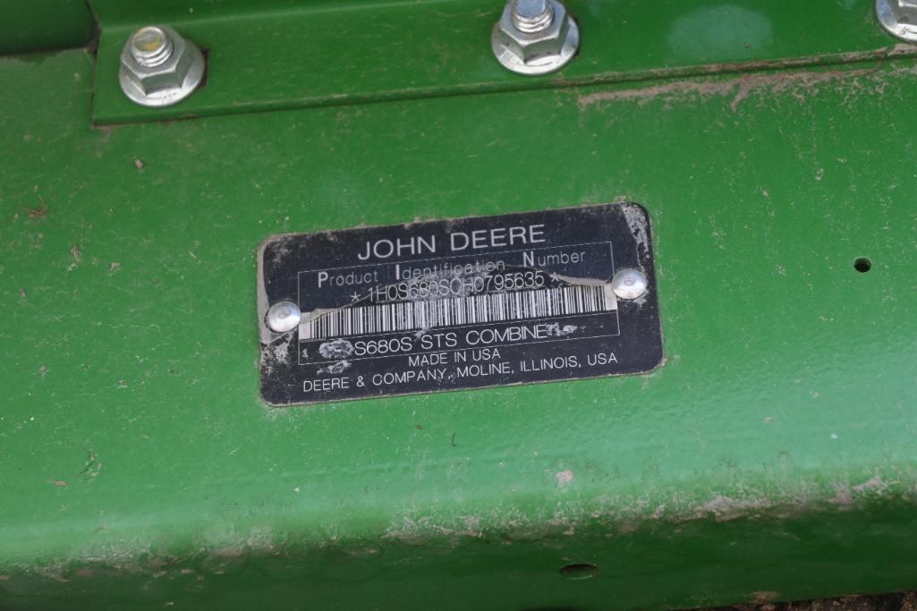 2017 John Deere S680 4wd combine