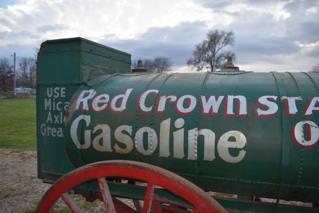 Antique horse drawn Red Crown Standard Oil Co. petroleum tanker