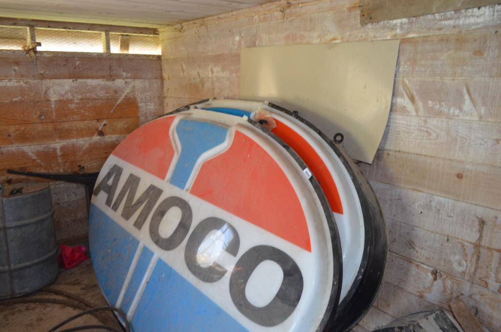 AMOCO large double sided plastic sign has flame for the top