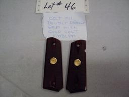 COLT 1911 DOUBLE DIAMOND GRIPS WITH GOLD EMBLEM