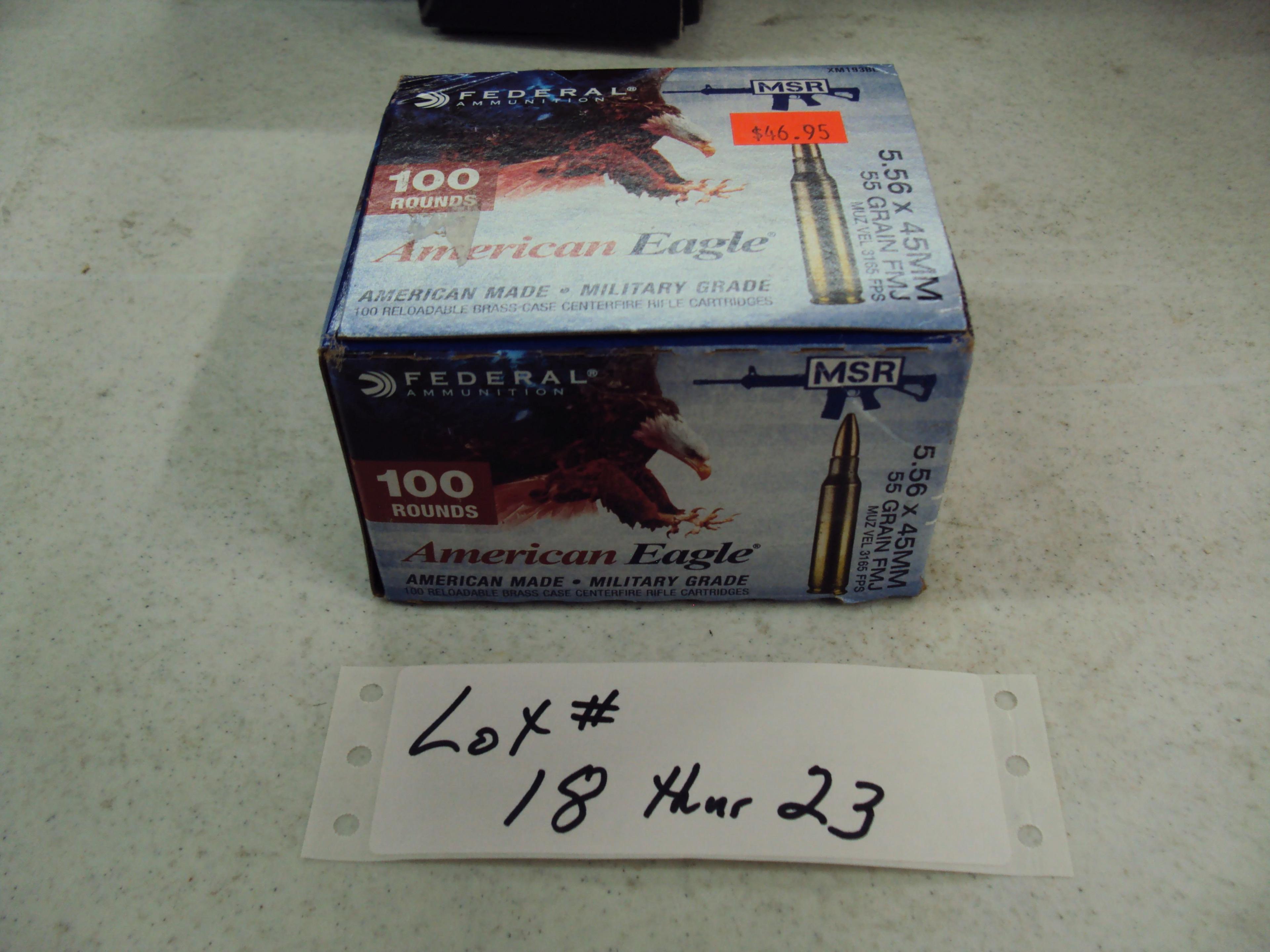 100 ROUNDS FEDERAL AMERICAN EAGLE 556 AMMO NIB