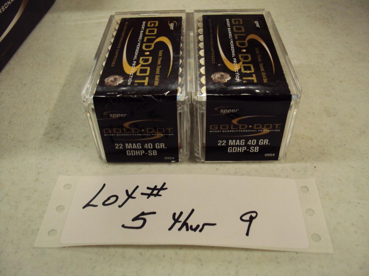 2 BOXES SPEER GOLD DOT 22 MAG (100 ROUNDS) NIB
