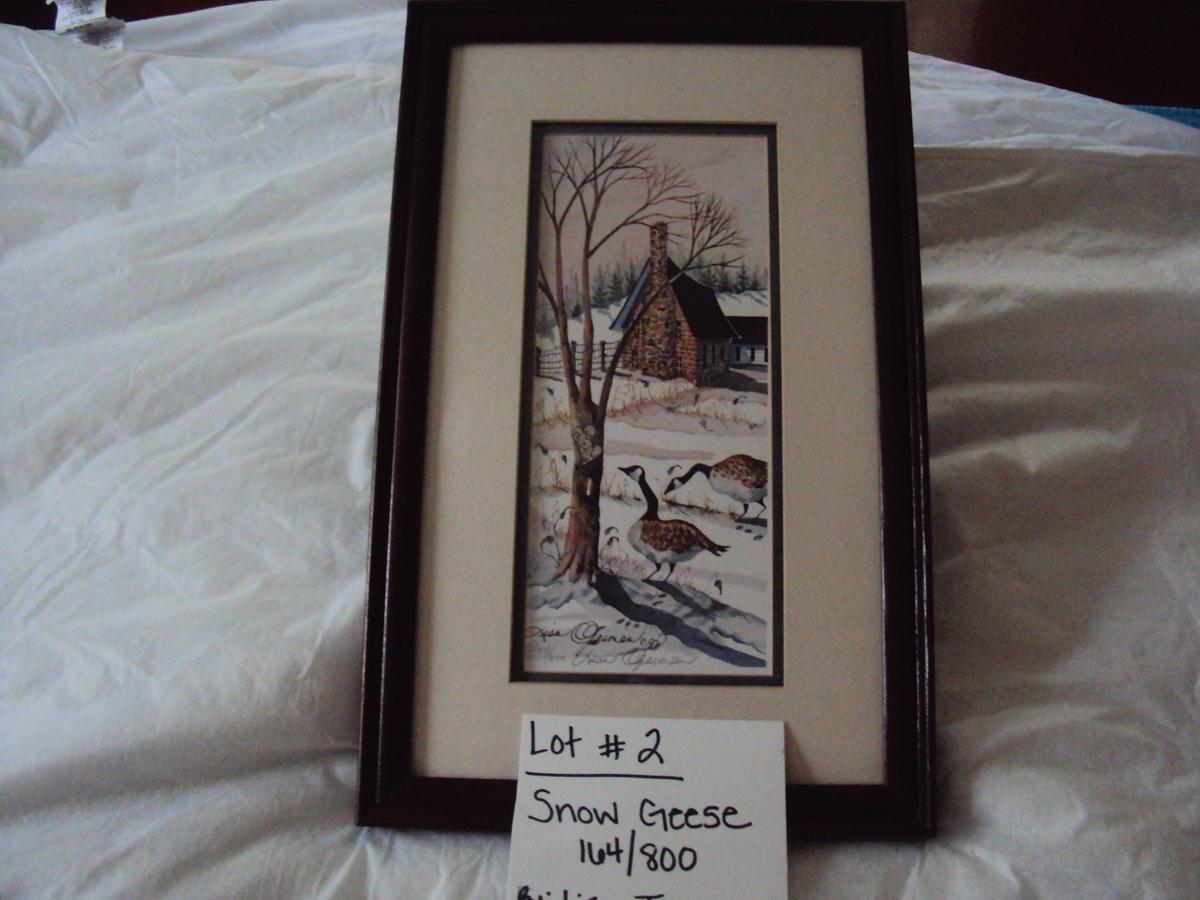 SNOW GEESE, 164/800, BY LISA JEIMEN WITH WOOD FRAME