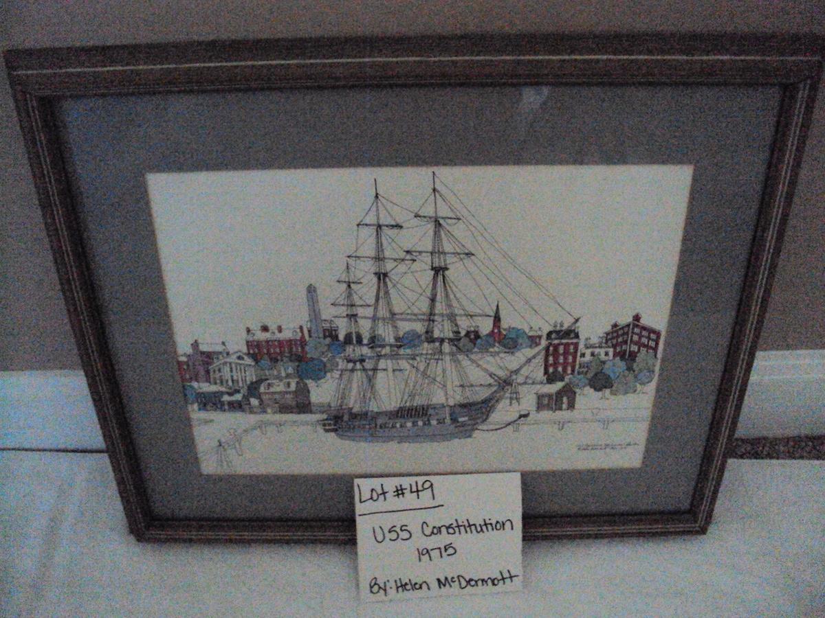 "USS CONSTITUTION - OLD IRONSIDE CHARLESTON" BY HELEN MCDERMOTT STUDIO, 1975