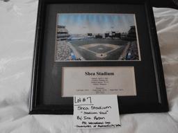 SHEA STADIUM "STADIUM VIEW" BY IRA ROSEN WITH GUARANTEE OF AUTHENTICITY LETTER, PCS INTERNATIONAL CO