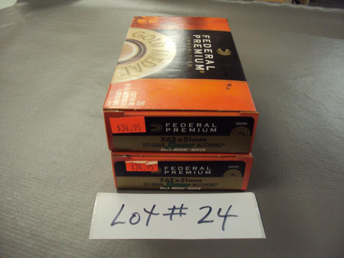 2 BOXES FEDERAL 7.62X51, 175 GR SIERRA GOLD MATCH AMMO