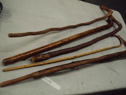 6 OLD WALKING CANES, VERY UNUSUAL, VERY ORNATE HANDLES