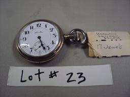 HAMILTON 17 JEWEL POCKET WATCH, TRAVELING SALESMAN SAMPLE, WORKS!