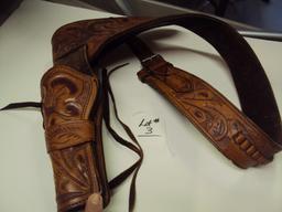 LEATHER LEFT HANDED COWBOY HOLSTER FOR 22 REVOLVER