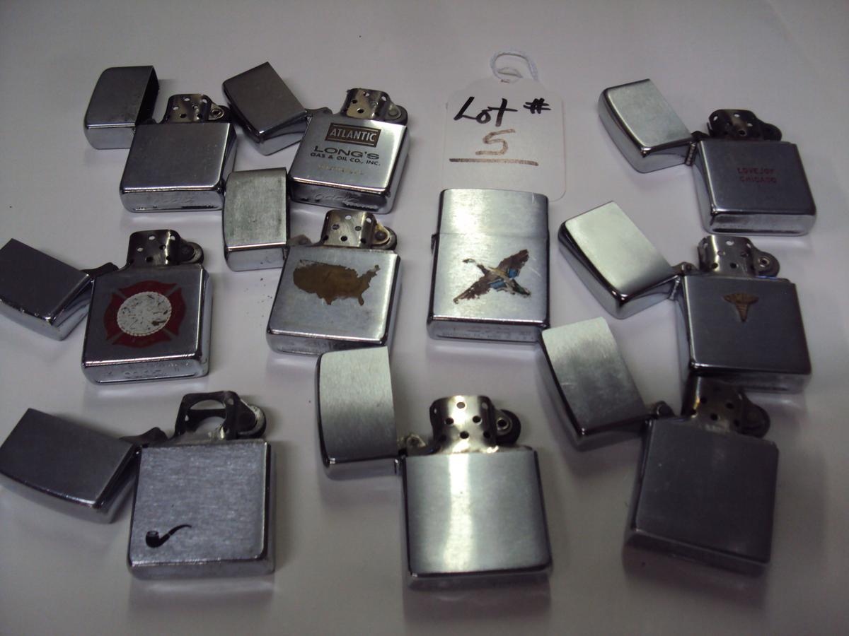 10 OLD ZIPPO CIGARETTE LIGHTERS