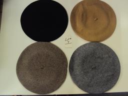 4 BERET BASQUE 100% WOOL HATS