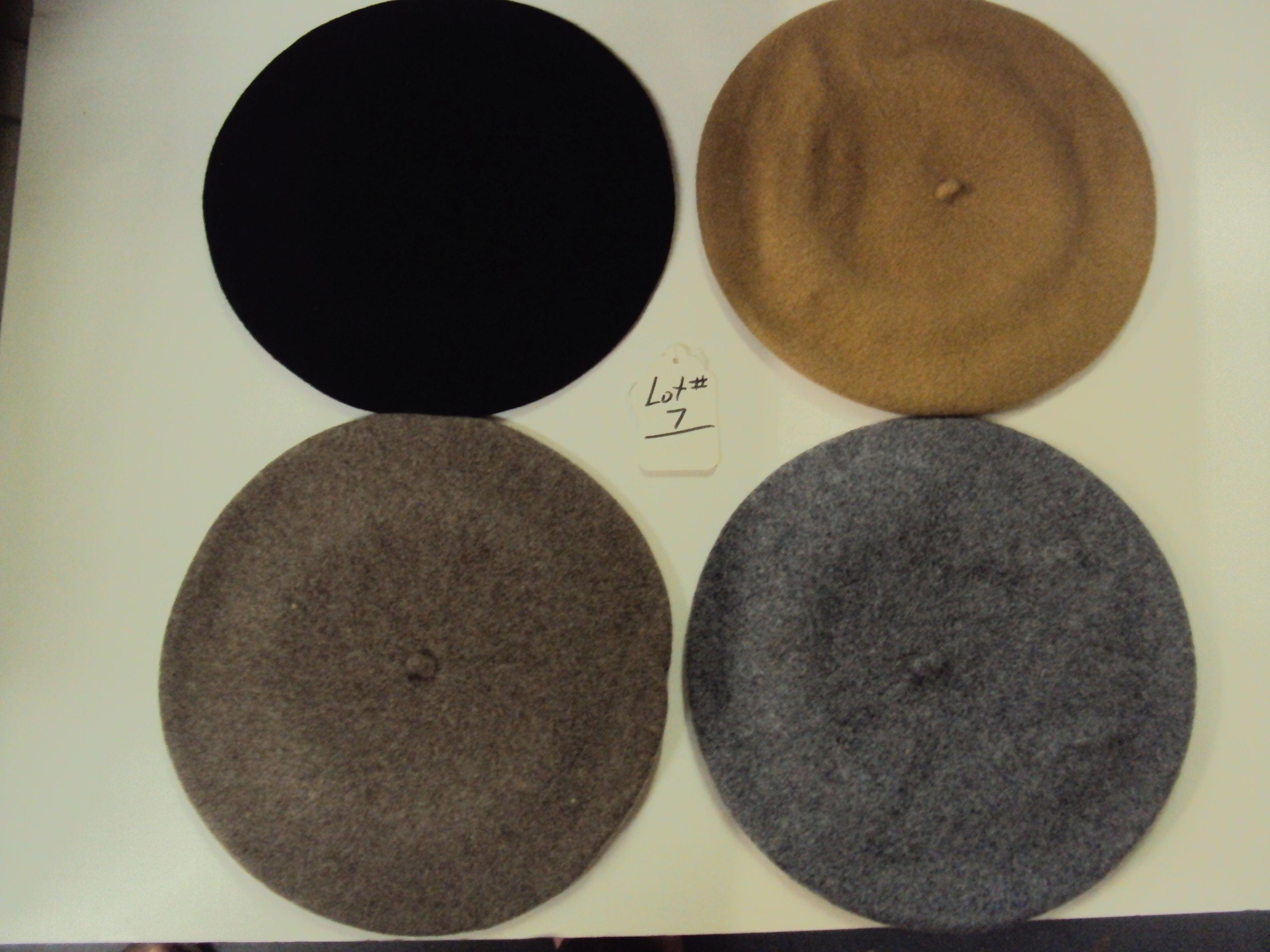 4 BERET BASQUE 100% WOOL HATS