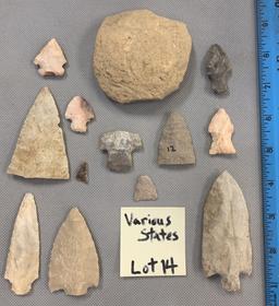 Arrowheads & artifacts from various states