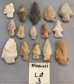 Lot of 15 arrowheads
